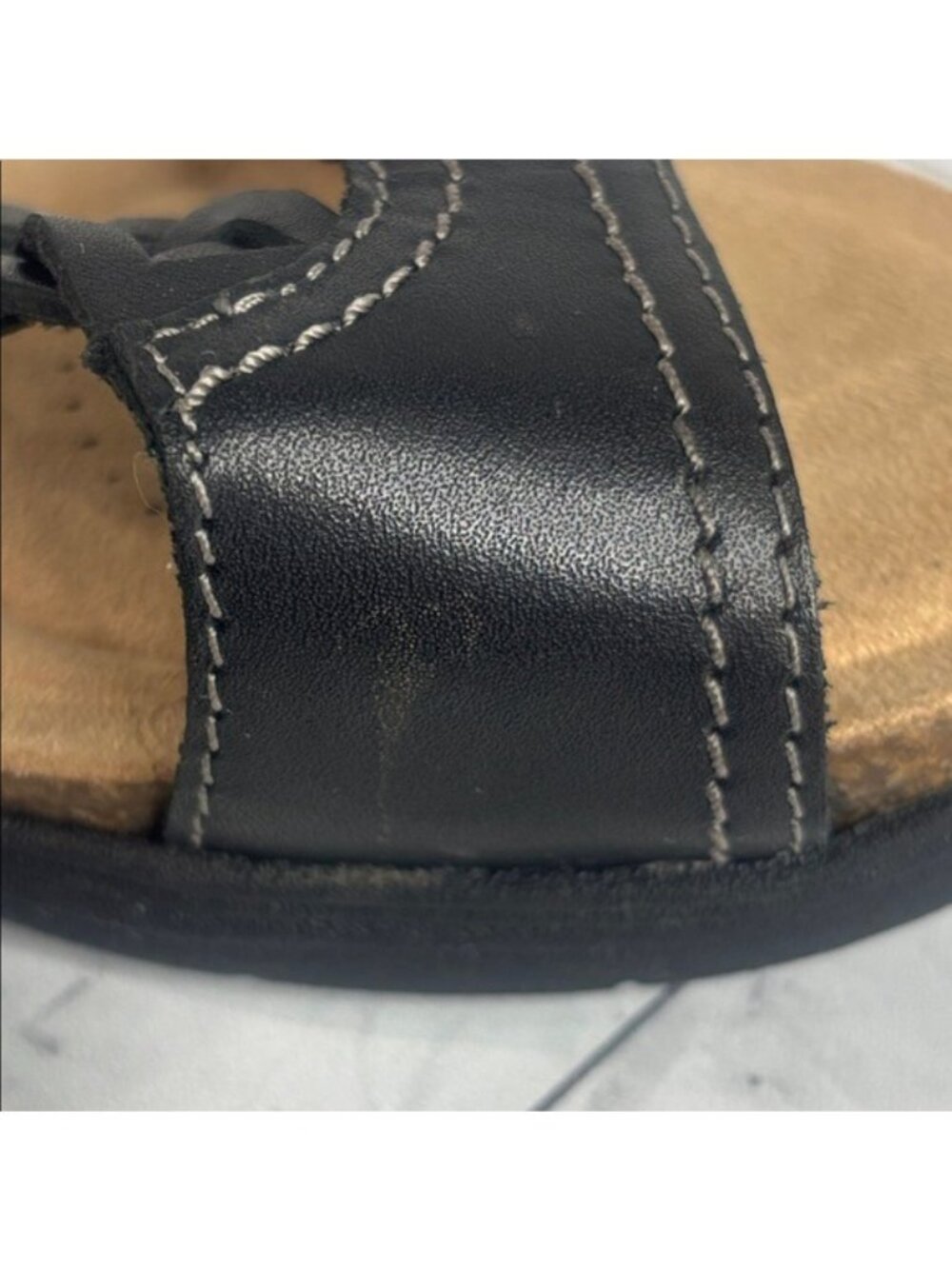 NWT Clarks Womens April Raelyn Black Leather Slide Sandals Size 6M - Picture 9 of 11